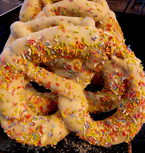 white chocolate pretzles